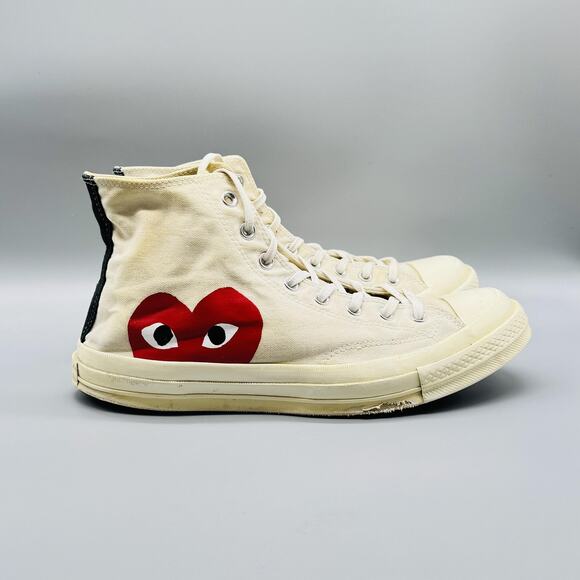 Converse Shoes Mens 11 Beige Chuck All Star Comme des Garcons Play High Top - Picture 1 of 10